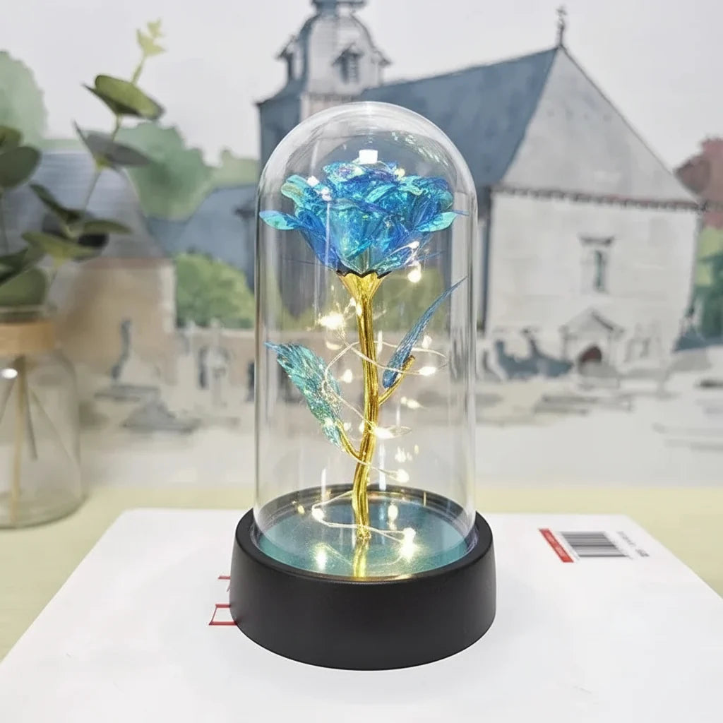 Table Lamp LED Rose Glass Dome Romantic