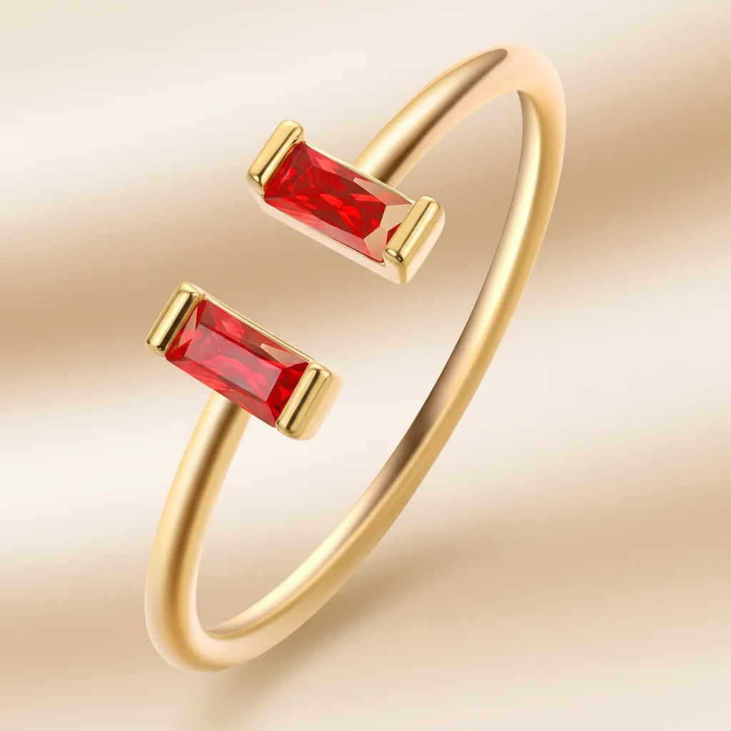 Ring Birthstone Adjustable Gold Cubic