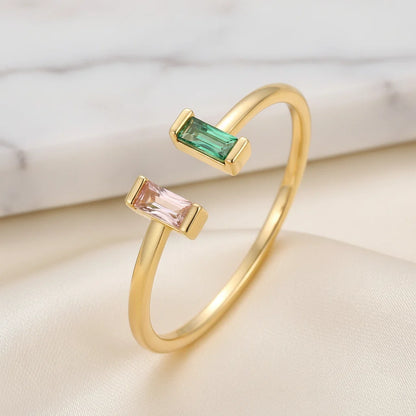 Ring Birthstone Adjustable Gold Cubic