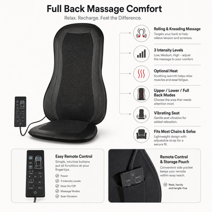Rolling Massage Seat Cushion Vibrating Ergonomic Design