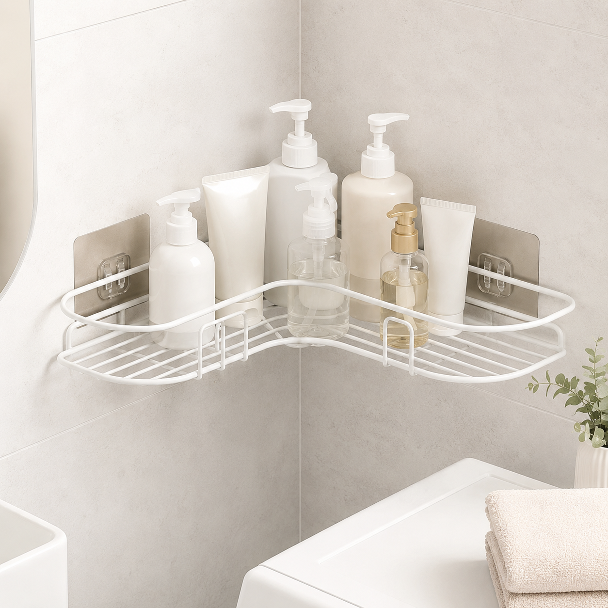 Rustproof Shower Shelf Bathroom Storage Drill Free