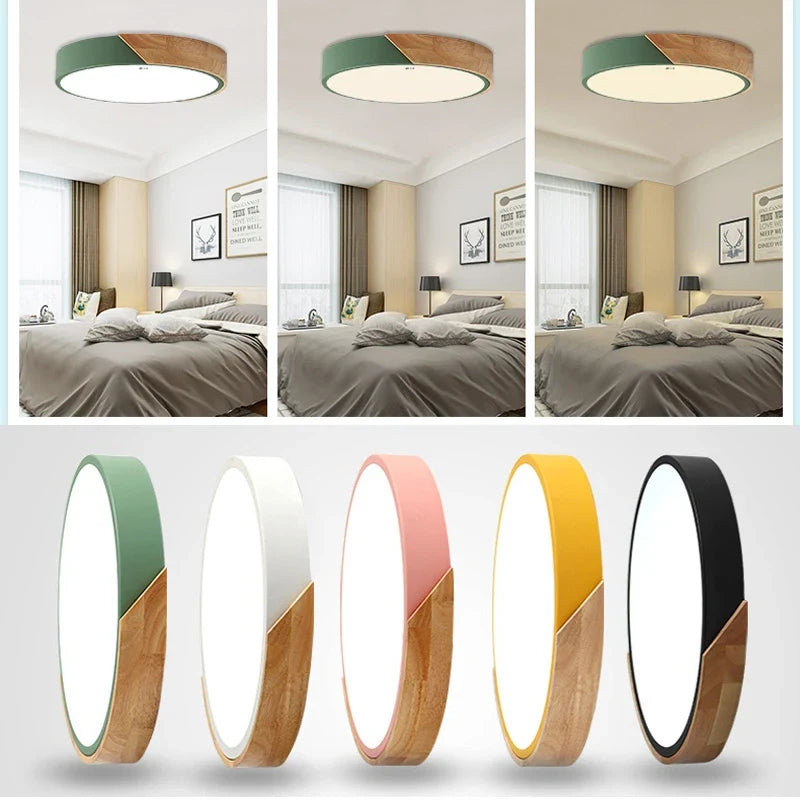 LED Ceiling Light Modern Nordic Wooden
