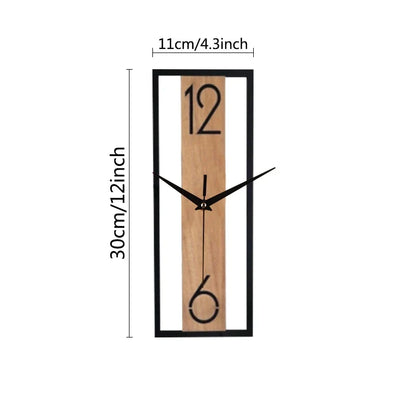 Modern Rectangular Wall Clock Slim Wood