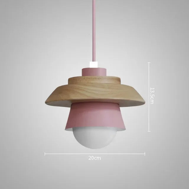 Nordic Wood Pendant Light Colourful Macaron