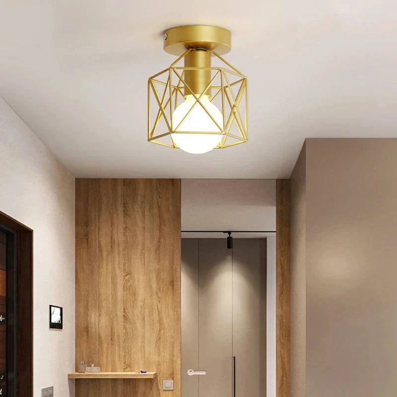 Modern Gold Ceiling Light Geometric Metal