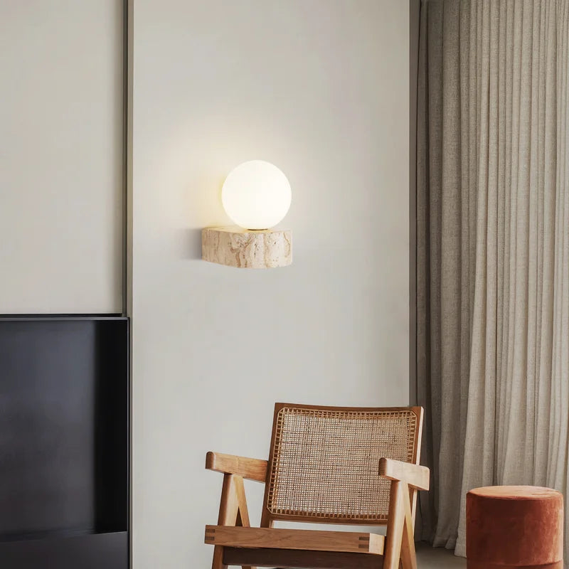 Travertine Stone Wall Lamp Modern Japanese