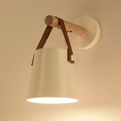 Nordic Wood & Leather Wall Lamp Hanging