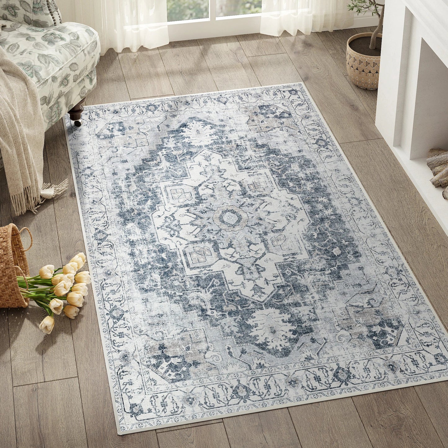 Heritage Medallion Rug Foldable Non Slip