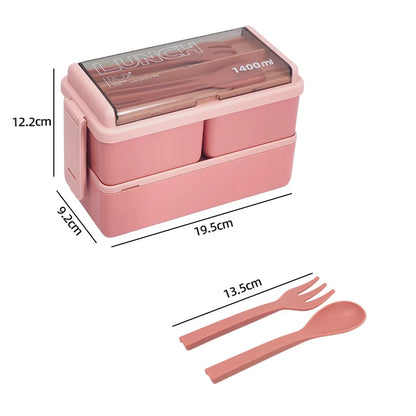1400ML Double Layer Bento Box Portable Lunch