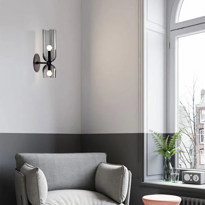 Nordic Glass Wall Lamp Smoked Tube Design