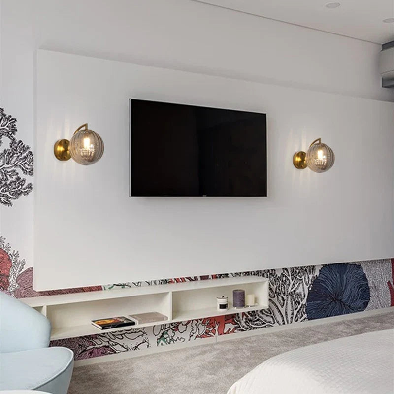 Modern Glass Ball Wall Lamp Brass &