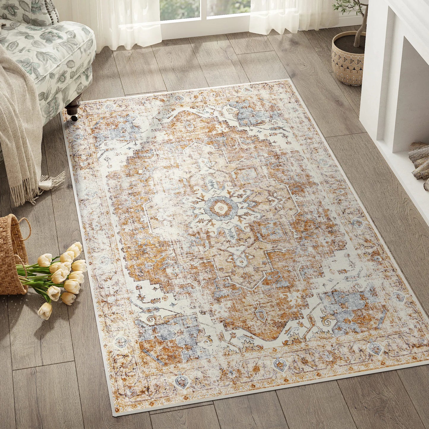 Heritage Medallion Rug Foldable Non Slip