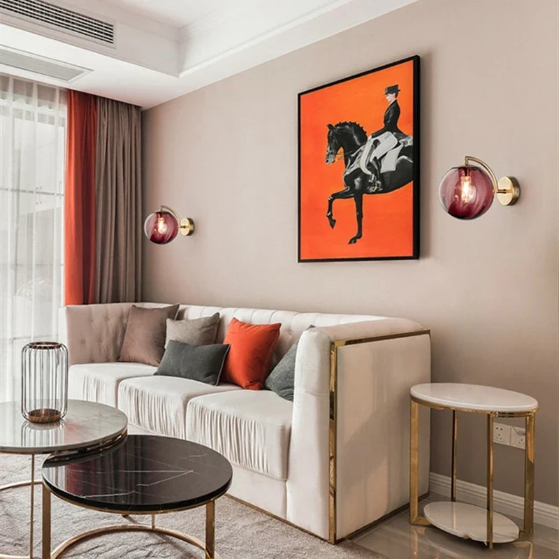 Modern Glass Ball Wall Lamp Brass &