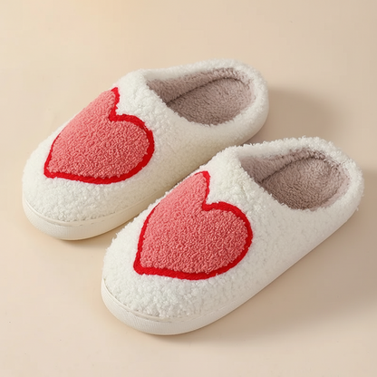Slippers Womens Cozy Heart Print Memory Foam