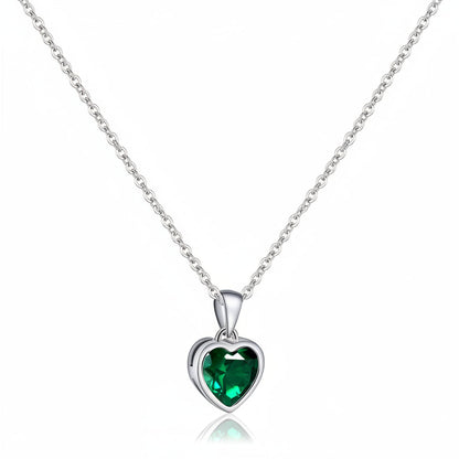 Silver Necklace Heart Pendant Sapphire