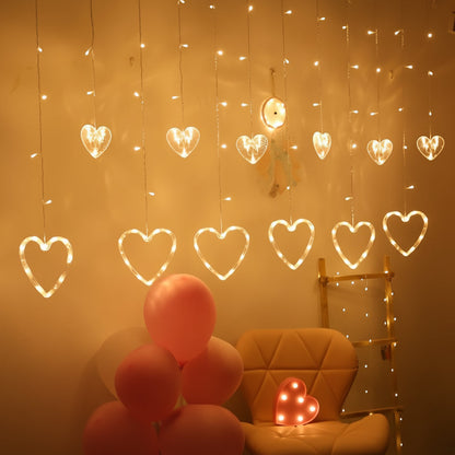 String Lights Heart Shaped Warm LED Window
