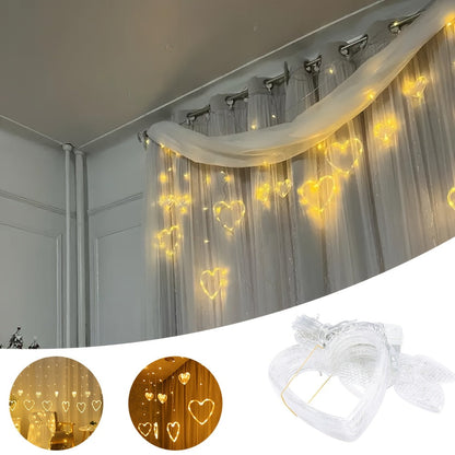 String Lights Heart Shaped Warm LED Window