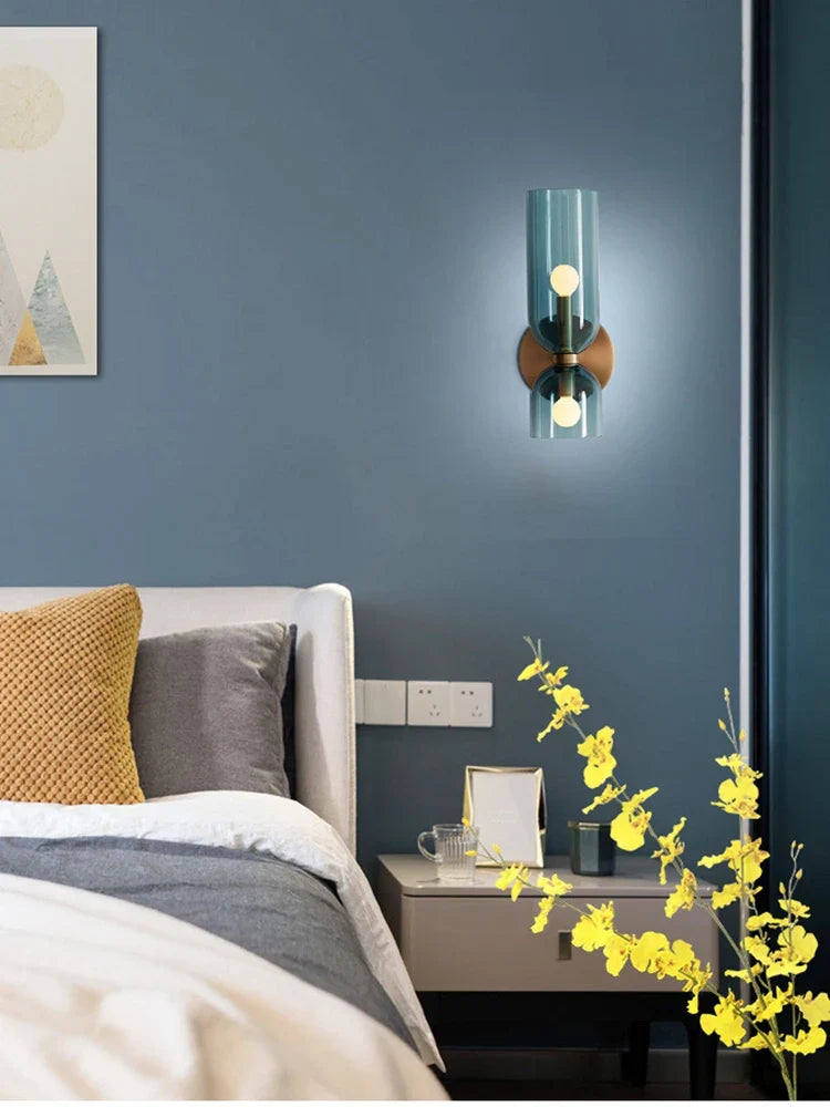 Nordic Glass Wall Lamp Smoked Tube Design