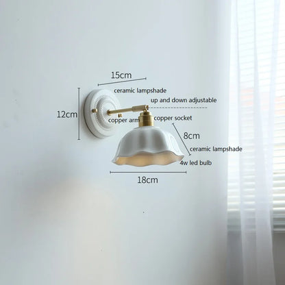 Nordic Cream Ceramic Wall Lamp Vintage