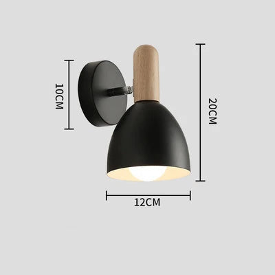 Nordic Wooden Wall Lamp Adjustable Bedside