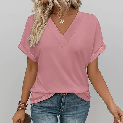 Women T Shirt Casual V Neck Loose