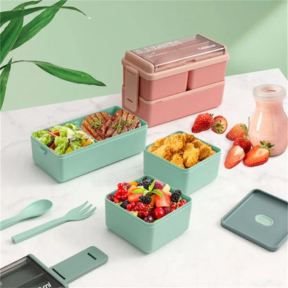 1400ML Double Layer Bento Box Portable Lunch