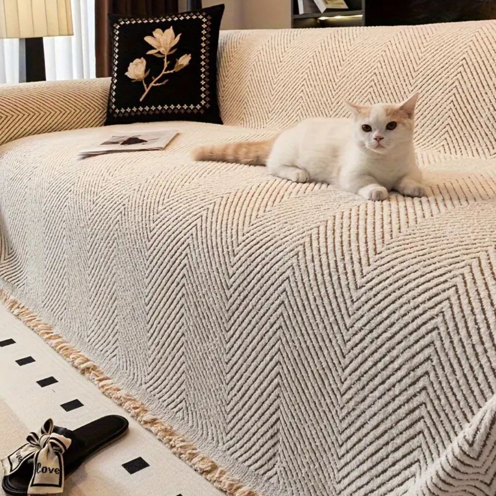 Sofa Cover Herringbone Stripe Non Slip