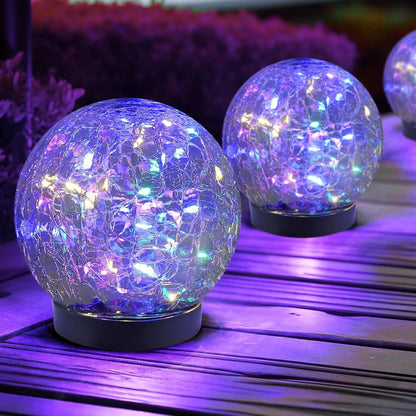 Solar Lights Orb Crackle Glass Sphere Path