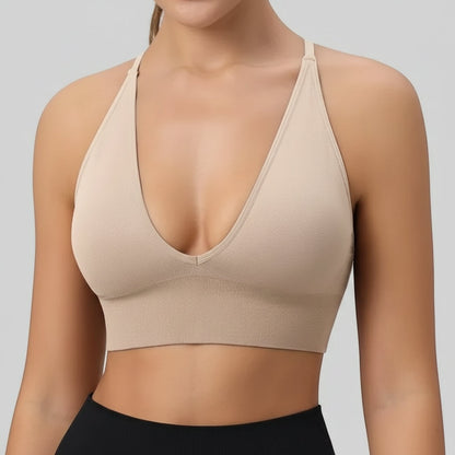Womens Pickleball Sports Bra V Neck Padded