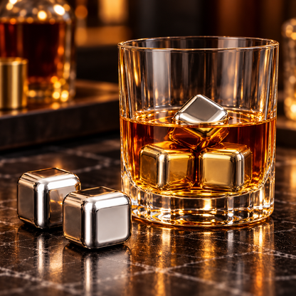 Stainless Steel Whiskey Stones Set Food Safe Reusable