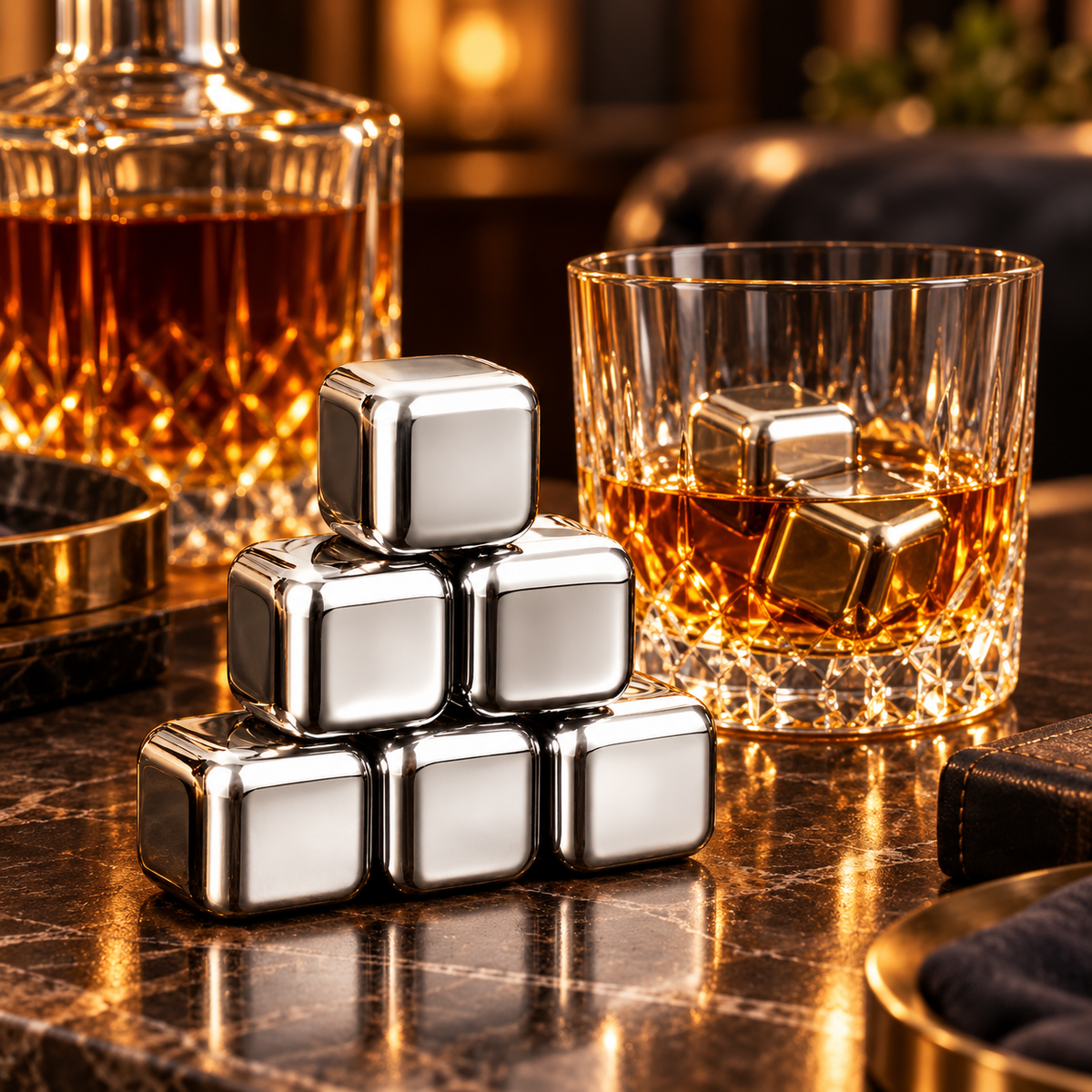 Stainless Steel Whiskey Stones Set Food Safe Reusable