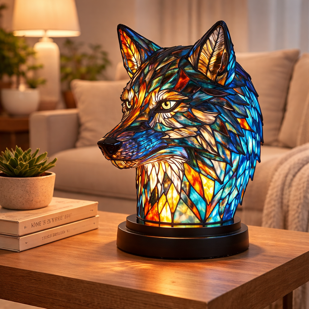 Table Lamp Animal LED Accent Light Stained
