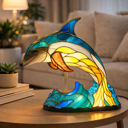 Table Lamp Animal LED Accent Light Stained