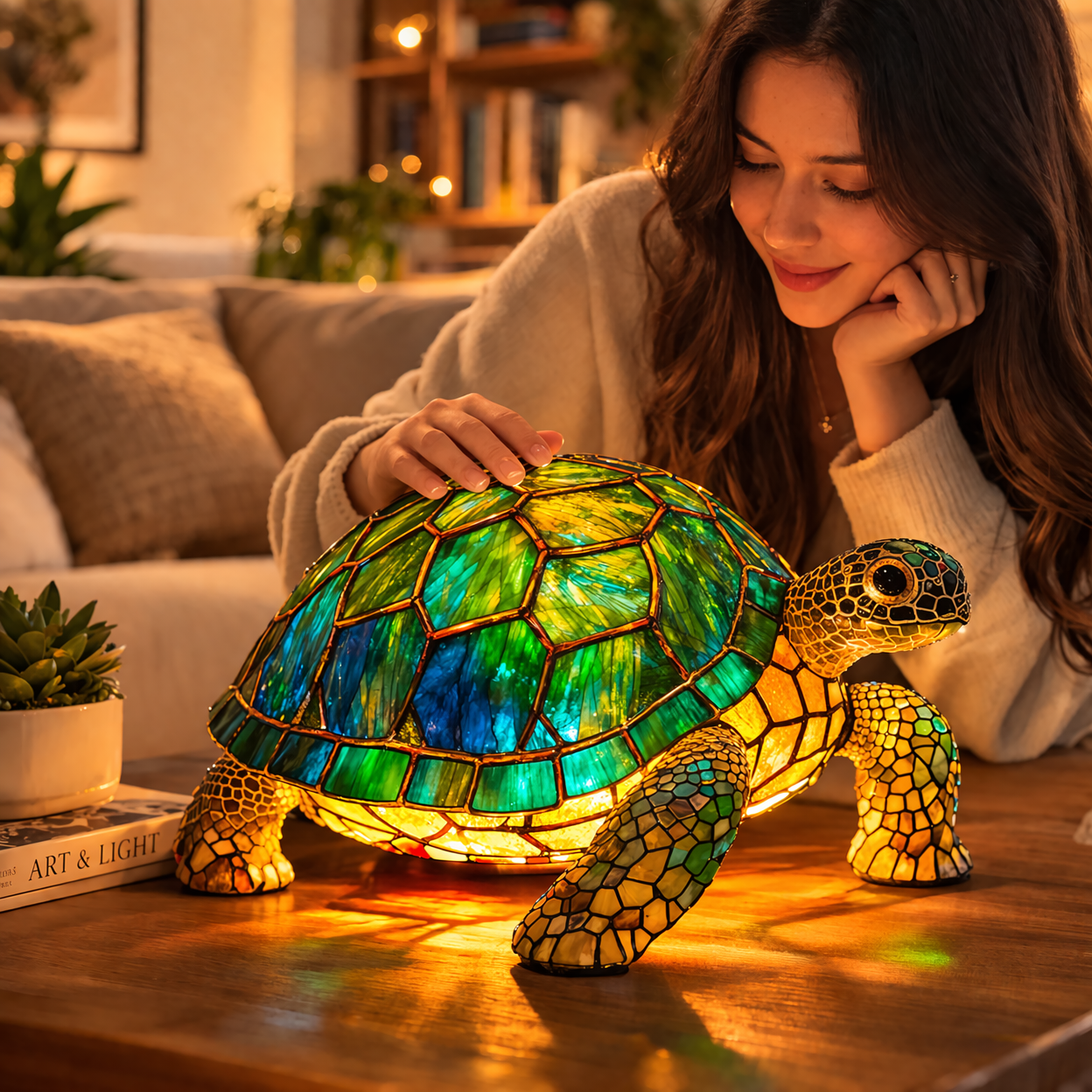 Table Lamp Animal LED Accent Light Stained