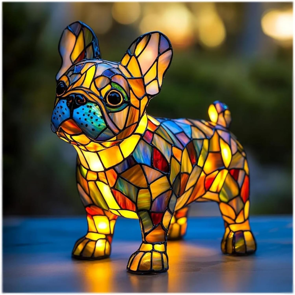 Table Lamp Dog LED Night Light Stained