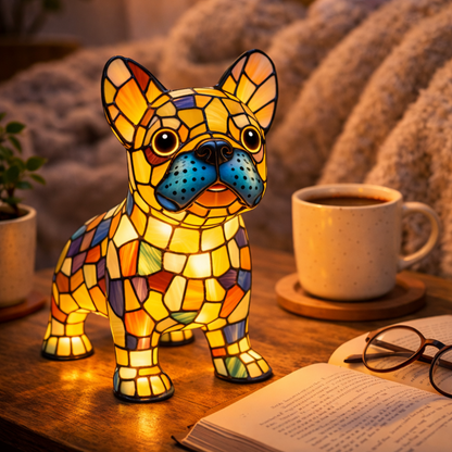 Table Lamp Dog LED Night Light Stained