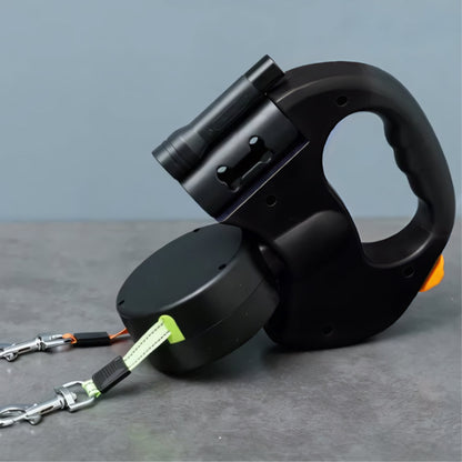 Dog Leash Retractable Dual Handle Design