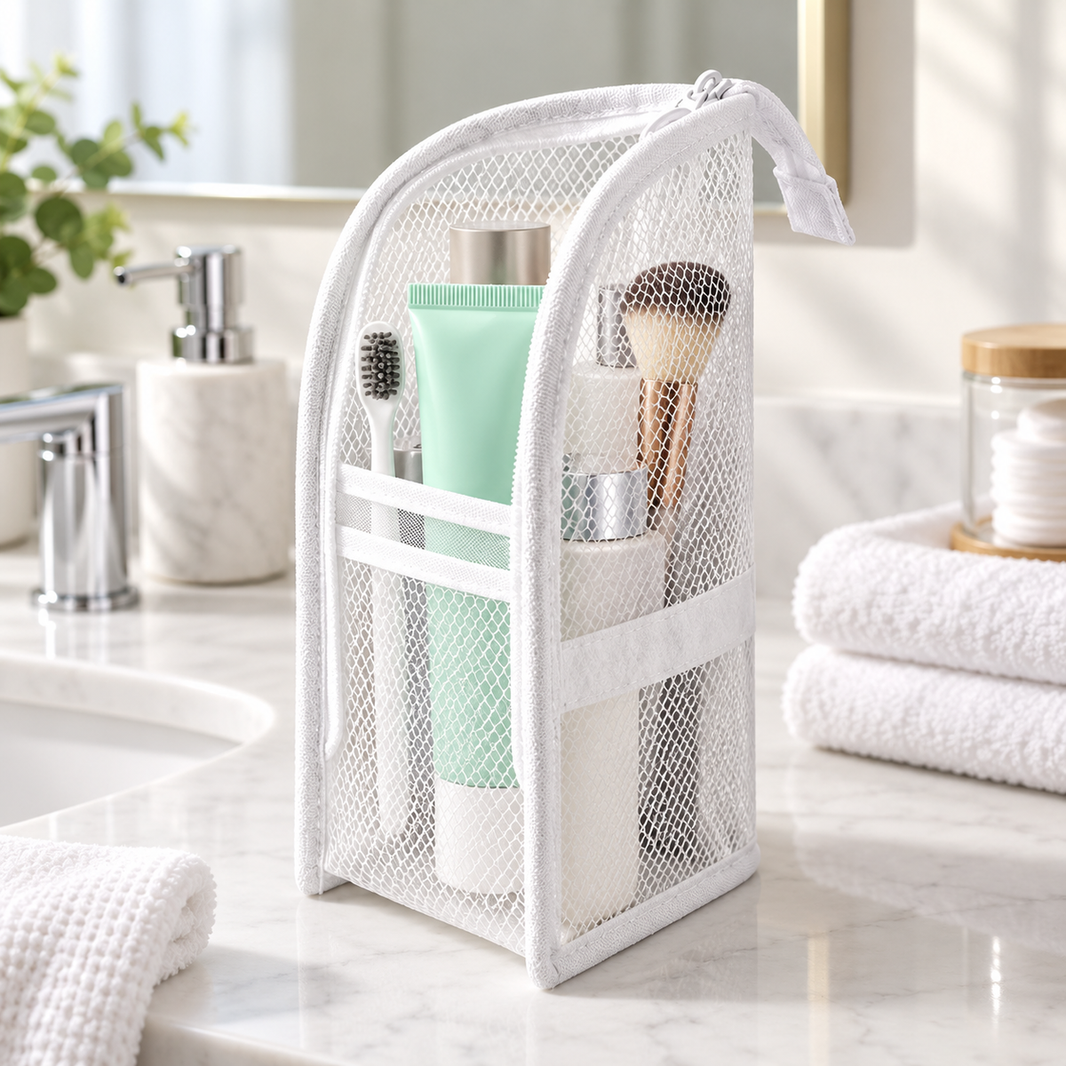 Travel Toiletry Bag Easy Access Self Standing Organizer