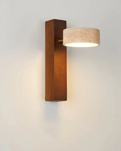 Travertine Wall Lamp Modern Stone & Wood