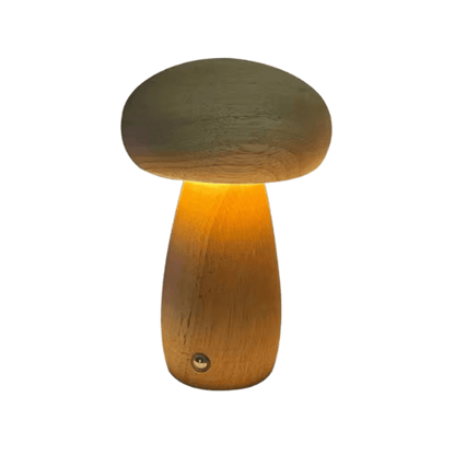 Portobello Mushroom Lamp Natural Wood