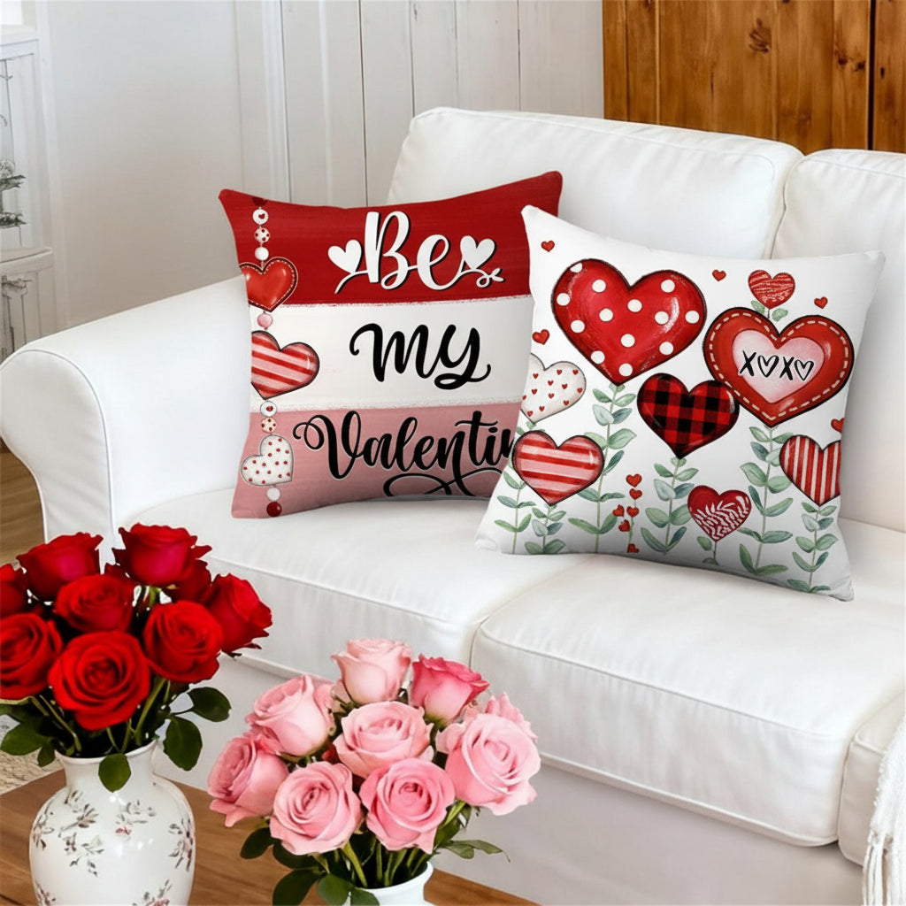 Throw Pillow Covers Valentine Heart Print