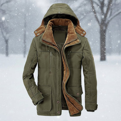 Men Winter Jacket Hooded Lined Parka Coat