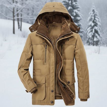 Men Winter Jacket Hooded Lined Parka Coat