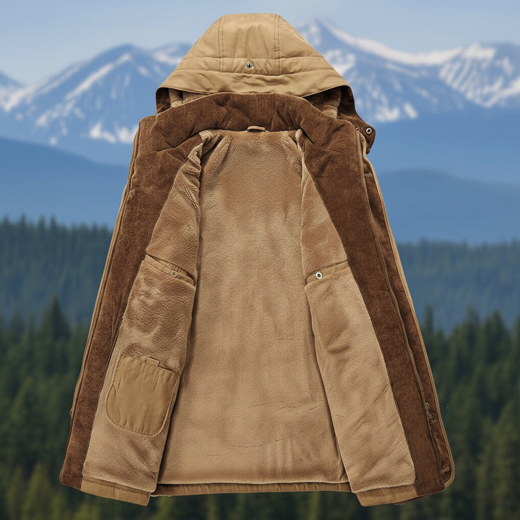 Men Winter Jacket Hooded Lined Parka Coat