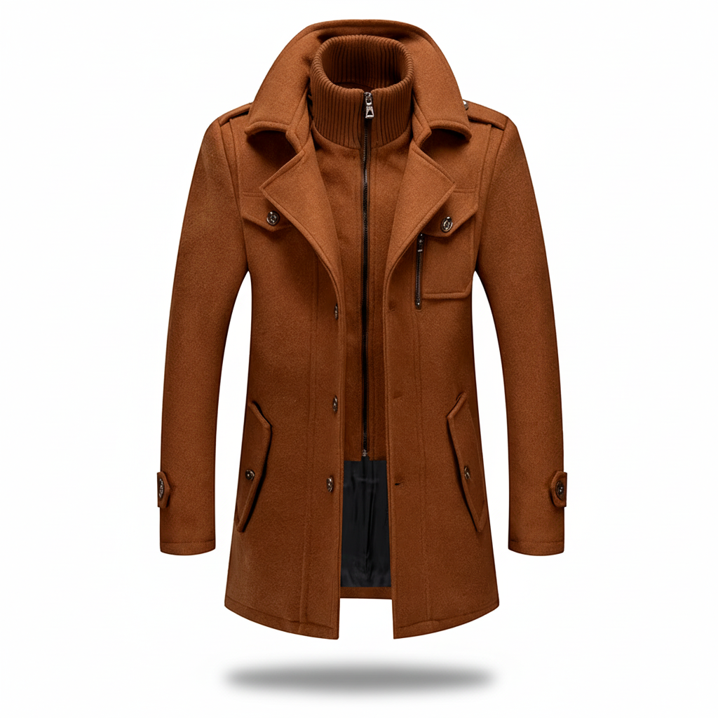 Men Winter Coat Blend Insulated Long Trench