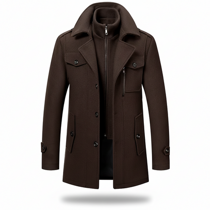 Men Winter Coat Blend Insulated Long Trench