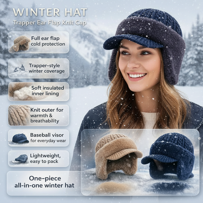 Winter Hat Ear Flap Trapper Knit Cap
