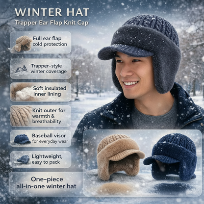Winter Knit Hat Trapper Ear Flap Cap
