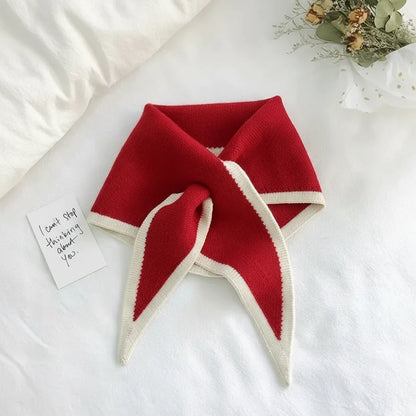 Scarf Retro Contrast Border Lightweight Soft