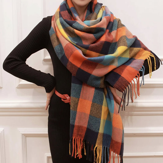 Winter Scarf Soft Plaid Warm Wrap Cold